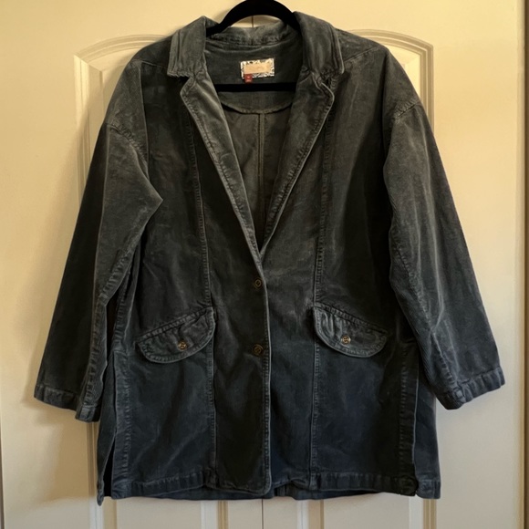 Anthropologie Pilcro Oversized Corduroy Blazer Jacket Coat Shacket Blue - Picture 7 of 16